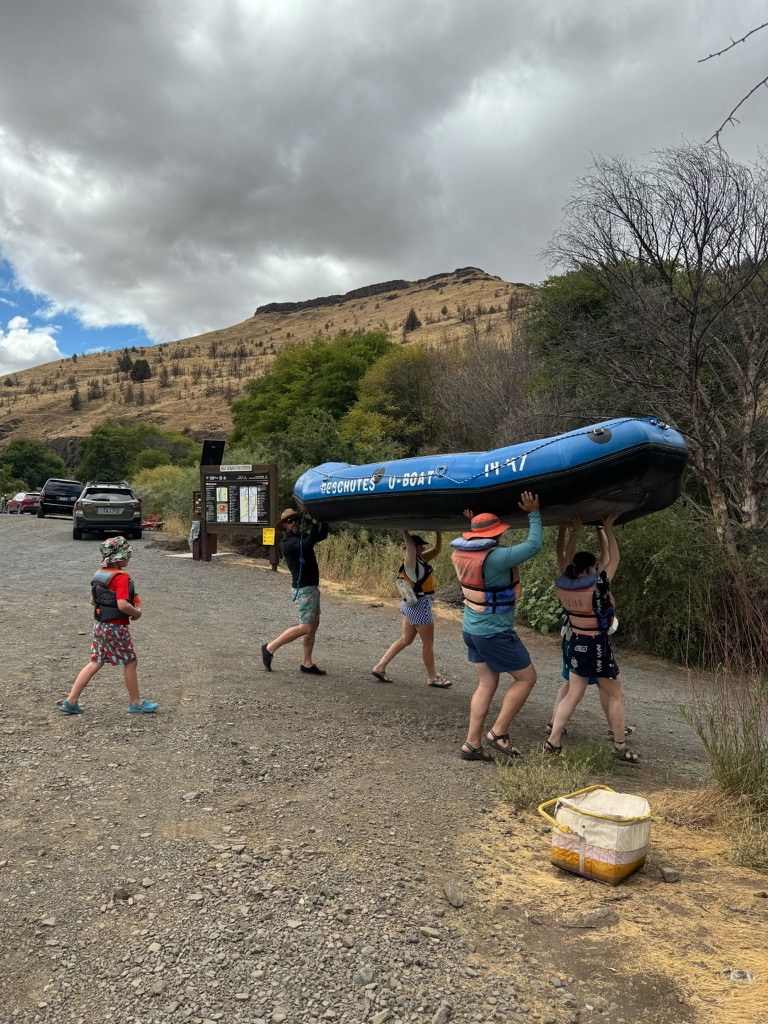 Carrying the boat to the water
